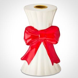 NWT White Vase with Red Bow Accent